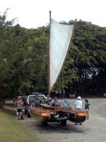 Kiko's catamaran on trailer